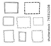 set of hand drawn doodle frames | Shutterstock .eps vector #745312108