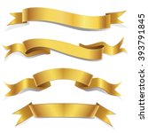 realistic gold vector ribbons... | Shutterstock .eps vector #393791845