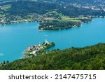 View of Maria Wörth and Lake Wörthersee in Carinthia, Austria