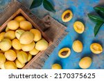 Box Of Fresh Ripe Apricots With ...