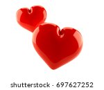 two hearts isolated on white... | Shutterstock . vector #697627252