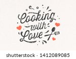 cooking with love. kitchen... | Shutterstock .eps vector #1412089085