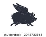 angel piggy  pig with wings.... | Shutterstock . vector #2048733965