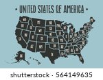 poster map of united states of... | Shutterstock . vector #564149635