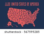 poster map of united states of... | Shutterstock . vector #567595285
