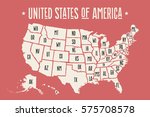 poster map of united states of... | Shutterstock . vector #575708578