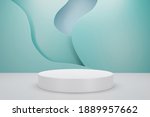 3d rendering of white podium... | Shutterstock . vector #1889957662