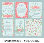 vector set of postcard with... | Shutterstock .eps vector #595708502