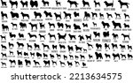 100 dog breeds silhouette...