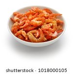 Dried Shrimp In Bowl Isolated...