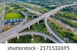 Small photo of Miaoli, Taiwan - 03 June 2022: Highway Intersection, direct interchange aerial shot, a shortcut path to the Tongluo Science Park