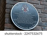 Small photo of Newcastle upon Tyne, UK. January 9th, 2023. City plaque on the wall beside Eldon Gardens commemorating the Club A' Gogo 1960s music venue and Handyside Arcade previously on the site.