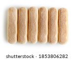 Ladyfinger cookies isolated on white background, top view