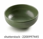 empty green ceramic bowl isolated on white background