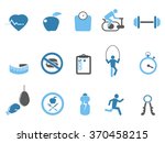 blue fitness icons set | Shutterstock .eps vector #370458215