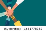 different people join hands in... | Shutterstock .eps vector #1661778352