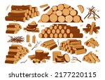 Cartoon Wooden Logs  Firewood...