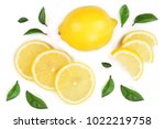Lemon And Slices With Leaf...