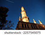 Lednice, Czech Republic- March 27, 2022: Minaret at Lednice on sunny autumn day in South Moravia, Czech Republic, Europe.
