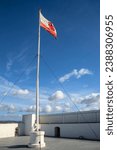 Small photo of Queen Charlottes Battery, Willis's Road, Gibraltar, September 21st, 2023: The flag of Gibraltar flying at Queen Charlottes Battery, Willis's Road, Gibraltar.
