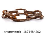 Rusty chain in a circle isolated on white background.
