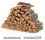 Pile of firewood isolated on a white background.
