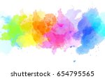 rainbow watercolor canvas color ... | Shutterstock . vector #654795565