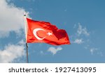 National Flag Of Turkey Waving...