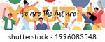 happy young people waving hands ... | Shutterstock .eps vector #1996083548