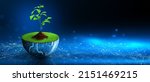 Small photo of Tree growing on digital plant pot. Eco Technology and Technology Convergence. Green Computing, Green Technology, Green IT, csr, and IT ethics Concept.