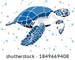 graphic sea turtle vector...
