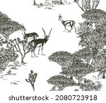 jungle desert seamless pattern  ... | Shutterstock .eps vector #2080723918