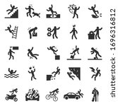accident  icon set. falls ... | Shutterstock .eps vector #1696316812
