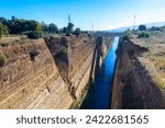 Small photo of The Corinth Canal is a canal that connects the Gulf of Corinth with the Saronic Gulf in the Aegean Sea in Greece