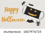 happy halloween text on evil... | Shutterstock . vector #1837976725