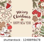 hand drawn merry christmas... | Shutterstock .eps vector #1248898678
