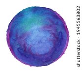 Small photo of Colorful watercolor sphere. Grunge design elements. Blue wet hand painted round blotch circle. Abstract painting.
