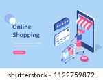 online shopping concept with... | Shutterstock .eps vector #1122759872