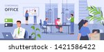 people in open space coworking... | Shutterstock .eps vector #1421586422