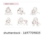  beauty girl take care of her... | Shutterstock .eps vector #1697709835
