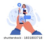 hands holding smartphone with... | Shutterstock .eps vector #1831803718