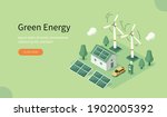 modern eco private house with... | Shutterstock .eps vector #1902005392