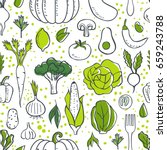 farm fresh vegetables seamless... | Shutterstock .eps vector #659243788