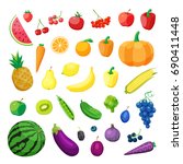 set of vegetarian food . vector ... | Shutterstock .eps vector #690411448