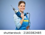 Woman Holding Drill On Shoulder ...