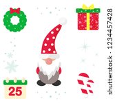 winter cartoon christmas gnome... | Shutterstock .eps vector #1234457428