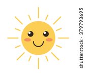 Flat Design Smiling Cartoon Sun ...