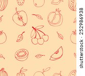 fruit doodles seamless vector... | Shutterstock .eps vector #252986938