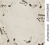Small photo of Grunge musical background. Old paper texture, music notes.