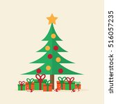 christmas tree with gift.... | Shutterstock .eps vector #516057235